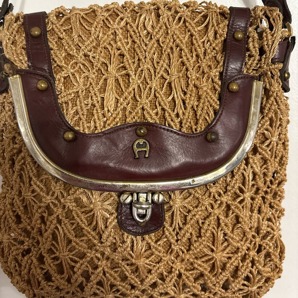 Vintage 1960’s or 1970’s Etienne Aigner Woven and red blood Shoulder Bag